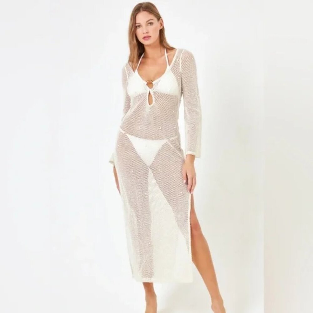 NEW L* SPACE For Anthropologie Venus Cover-Up Dress Cream Size 1X